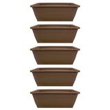 HC Companies 12-Inch Outdoor Plastic Deck Flower Planter Box, Chocolate (5 Pack) - 2.05