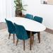 Rio 5-Piece Oval Dining Set w/ 4 Velvet Dining Chairs in Teal