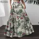 ZANZEA-Jupe longue imprimée vintage pour femme robe d'été décontractée taille haute longue robe