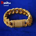 Bubble Letter Cuban Link Bracelet pour homme cuivre véritable baguette pointue bijoux hip hop