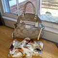 Coach Bags | Auth Coach Signature Tote Bag F21713 Shoulder Bag Beige White Canvas [Used] | Color: Cream/White | Size: 11x10”