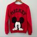 Disney Tops | Disney Mickey Mouse Sweatshirt Juniors Xs (1) Crew Neck Pullover Red Spell Out | Color: Black/Red | Size: Xs