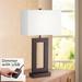 360 Lighting Open Window Rectangular Bronze Table Lamp with USB Cord Dimmer