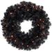 Black Noble Spruce Artificial Halloween Wreath 24 Inch Orange Lights