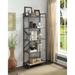 Industrial Style Itzel Metal Bookshelf in Antique Oak & Sandy Gray with 5 Open Compartments Suitable for Living Room Library