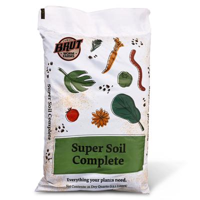 Brut Worm Farms Super Soil All-Purpose Organic Soil w/ Worm Castings, 30 Pounds - Brown