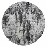 Shahbanu Rugs Charcoal Gray Wool and Silk Abstract Design Denser Weave Persian Knot Hand Knotted Round Oriental Rug (8'2"x8'2")