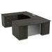 Black Tie U Shaped Executive Desk Four Pedestal