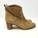 J. Crew Shoes | J. Crew Aggie Tan Nubuck Suede Leather Stacked Heel Ankle Boots Booties Size 8.5 | Color: Tan | Size: 8.5