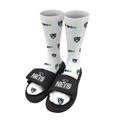 Men's ISlide White Brooklyn Nets Pattern Socks & Slide Sandals Bundle