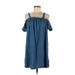 Forever 21 Contemporary Casual Dress - Shift: Blue Solid Dresses - Women's Size Medium