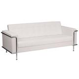 Flash Furniture Anders Contemporary LeatherSoft Double Stitch Detail Sofa Metal/Genuine Leather in Gray/White | 31.5 H x 81 W x 33 D in | Wayfair