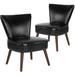 Side Chair - Corrigan Studio® Caine LeatherSoft Retro Side Chair w/ Wood Legs Faux Leather in Black/Brown | 30.5 H x 21 W x 21 D in | Wayfair