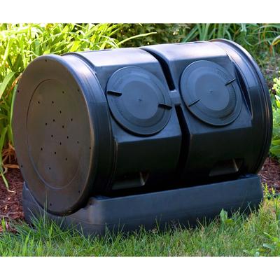 Duel Lid 7-Cubic ft. Composting Bin Tumbler with Compost Tea Collector - 31L x 24W x 25H in