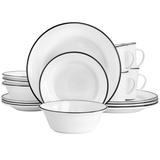 Martha Stewart Black Rimmed Fine Ceramic 16 Piece Dinnerware Set - 16 Piece