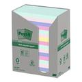 Post-it Recycling Notes Assorted Colours, Pack of 16 Pads, 100 Sheets per Pad, 76 mm x 127 mm, Green, Pink, Blue, Yellow - Self-stick notes made from 100% recycled paper