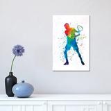 East Urban Home Man Tennis Player in Watercolor II by Paul Rommer - Wrapped Canvas Painting Canvas | 18 H x 12 W x 1.5 D in | Wayfair