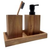 Evideco Acacia 3 Piece Bathroom Accessory Set Wood in Brown | Wayfair SET3ACACIA6812