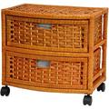 World Menagerie Hoover 2 Drawer Storage Chest Solid Wood/Wicker in Brown | 15.75 H x 17.25 W x 13 D in | Wayfair JH09-051-2-HON