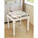 Grey Tuscan Floral Vanity Stool with White Frame