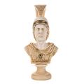 BEAUTIFUL GREEK STATUES Alexander The Great of Macedonia With Helmet Alabaster Bust Statue Gold Tone 7.48 Inches