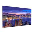 City Skyline Night Life In China Hong Kong City Wall Art Skyline View Skyscrapers Modern Cityscape Canvas Wall Art Prints Framed Ready To Hang (40x24 Inch)