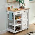 Storage Plus Off-White Kitchen Cart - Homestyles Furniture 4420-95