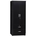 Better Home Products Grace Wood 2-Door Wardrobe Armoire with 2-Drawers in Black - Better Home Products NW-108-BLK