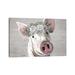 East Urban Home Petunia the Pig w/ Daisies Farmhouse Style by Hippie Hound Studios - Wrapped Canvas Painting Canvas | 12 H x 18 W x 1.5 D in | Wayfair