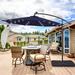 Arlmont & Co. Doraine 120" Lighted Cantilever Umbrella Metal in Blue/Navy | 96.5 H x 120 W x 120 D in | Wayfair 16B7B9FA722A4BBCBAD1E8CBBA0CA91B