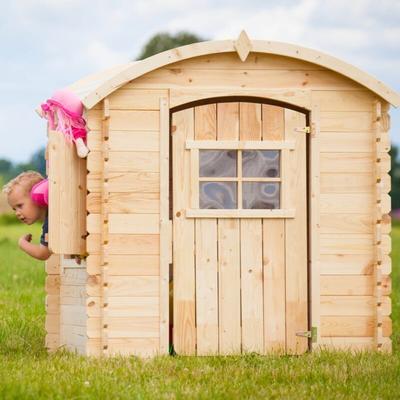 Kinderspielhaus aus Holz mit böden - Spielhaus im Freien für Kinder - B112xL146xH145 cm/1,1m2