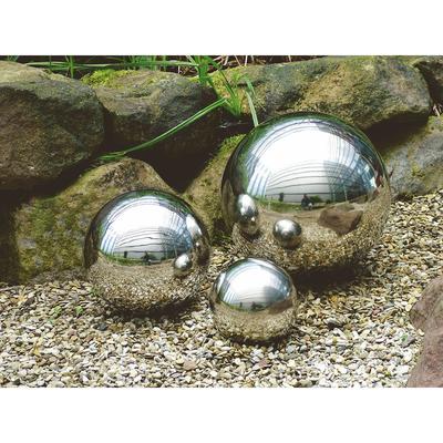Spetebo - Dekokugel Edelstahl 3er Set glänzend - 15 / 20 / 30 cm - Deko Gartenkugel Schwimmkugel Image