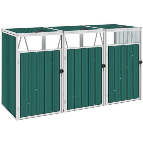 Mülltonnenbox für 3 Mülltonnen Grün 213×81×121 cm Stahl vidaXL396393