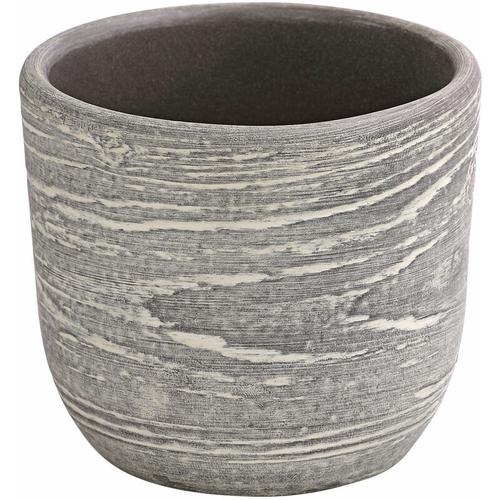 Dehner - bertopf Wood, ø 23 cm, Höhe 20 cm, Keramik, grau