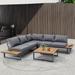 Aireal Black 4-Piece Aluminum Outdoor Patio Sectional Sofa Seating Set with Olefin Cushions and Coffee Table