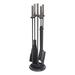 Minuteman International Contemporary Bedford Fireplace Set of 4 Tools, 30.25 Inch Tall, Black and Polished Chrome