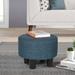 Latitude Run® 12.4" Wide Round Footstool Ottoman Canvas in Blue | 9.8 H in | Wayfair 3218C65CCDCE4340B438C7E82457B3F7