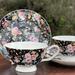 Grace's Tea Ware Petite Rose Black Bone China Teacup & Saucer, Set Of 2 Bone China/Ceramic | 2.25 H x 5.25 W in | Wayfair S15233G-Blk-4T