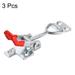 396lbs Holding Capacity Iron Pull-Action Latch Adjustable Toggle Clamp, 3 Pcs - Silver Tone,Red