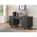 Industrial Style Actaki Desk Sandy Gray Finish, Metal Frame Executive Desk, with 3 Drawer & 2 Door and Load Bearing 240Lbs