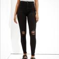 American Eagle Outfitters Jeans | American Eagle Jeans Highest Rise Ripped Jeans/Jegging | Color: Black | Size: 2