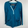 Anthropologie Tops | Anthropologie Little Yellow Button Calantha Henley Long Sleeve Top Size Small | Color: Blue | Size: S