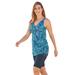 Plus Size Women's Longer-Length Side-Tie Tankini Top by Swim 365 in Blue Swirl Dot (Size 26)