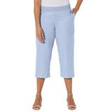 Plus Size Women's Knit Waist Linen Capri by Catherines in French Blue (Size 4X)