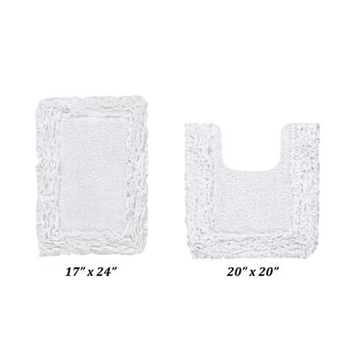 Shaggy Border Bath Rug Mat, 2 Pc Set (17" X 24" | 20" X 20") by Better Trends in White