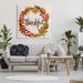 Stupell Industries Autumn Tree Leaf Wreath Thankful Sentiment Home Sign - Textual Art on Canvas in White | 36 H x 36 W x 1.5 D in | Wayfair