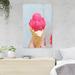 Red Barrel Studio® Person Holding Ice Cream Cone w/ Pink Ice Cream - 1 Piece Rectangle Graphic Art Print On Wrapped Canvas in White | Wayfair