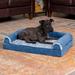 FurHaven Two-Tone Fur & Suede Full Support Orthopedic Sofa Bed Polyester/Memory Foam in Blue | 6 H x 30 W x 20 D in | Wayfair 55341089