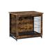 Wooden Dog Crate with Removable Tray, Indoor Pet Crate End Table, Rustic Brown