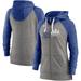 Women's Nike Heather Charcoal/Heather Royal Kansas City Royals Split Wordmark Gym Vintage Raglan Lightweight Full-Zip Hoodie